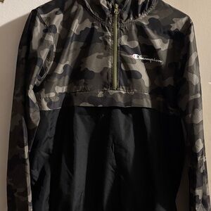 Champion Olive Camo and Black Half-Zip Pullover